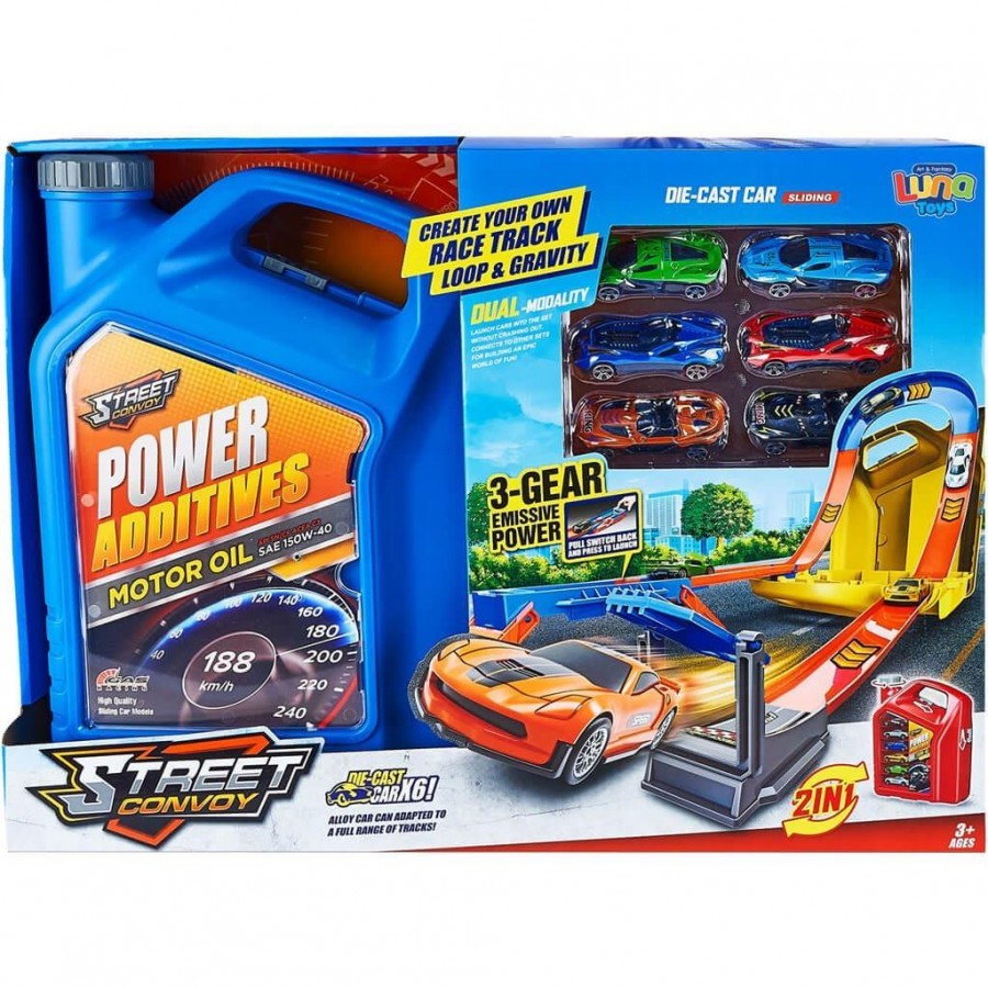 Luna Toys Μπετόνι μπλε με Πίστα Εκτόξευσης & 6 μταλλικά οχήματα 46,5X12X34CM (000623246) Luna Toys Μπετόνι μπλε με Πίστα Εκτόξευσης & 6 μταλλικά οχήματα 46,5X12X34CM (000623246)