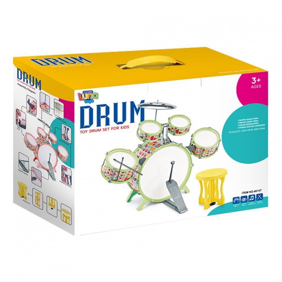 Luna Toys Βρεφικό Ντραμς Πράσινα με Σκαμπό (000623732) Luna Toys Βρεφικό Ντραμς Πράσινα με Σκαμπό (000623732)