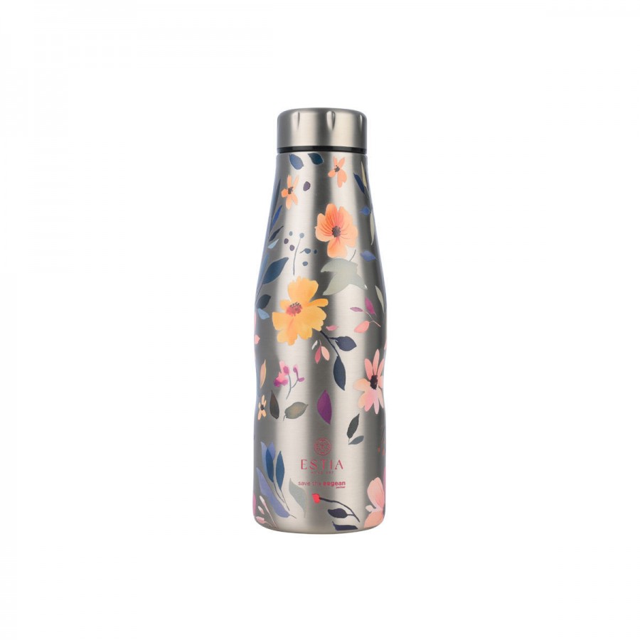 Estia θερμός Travel Flask Save The Aegean 500ml Silver Botanic (01-31633)