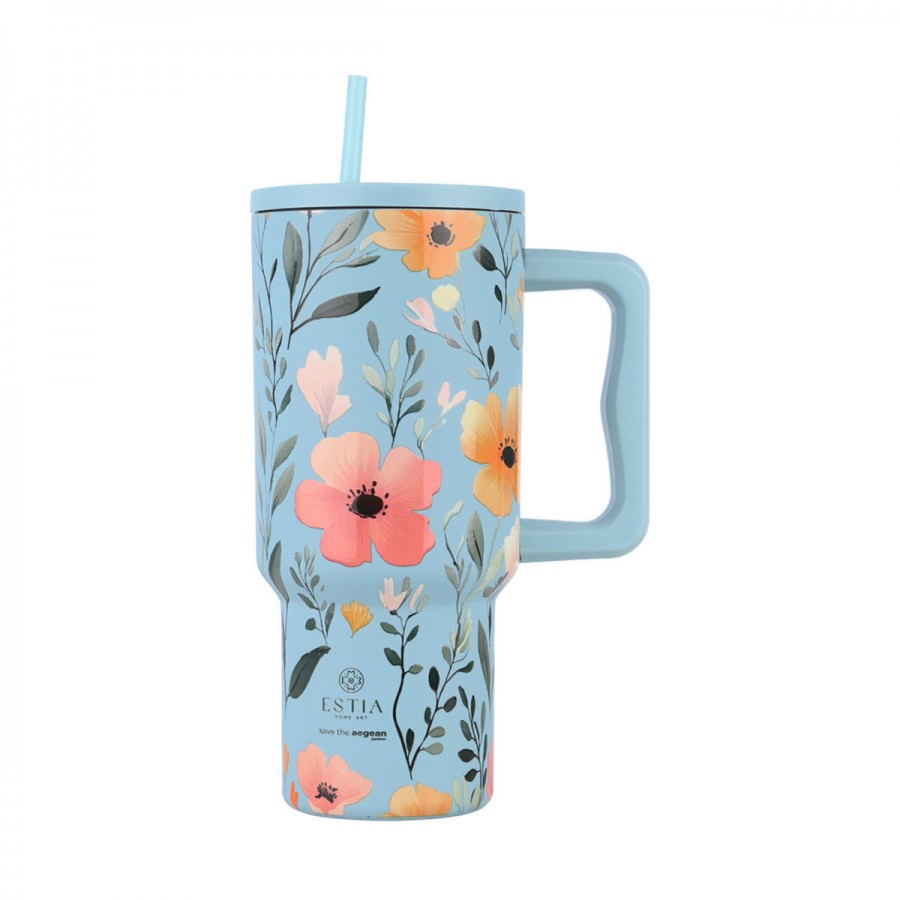  Estia θερμός Straw Tumbler XL Save The Aegean 900ml Sky Garden (01-32036)