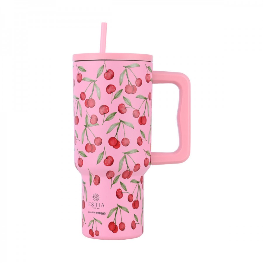  Estia θερμός Straw Tumbler XL Save The Aegean 900ml Cherry Rose (01-32081)