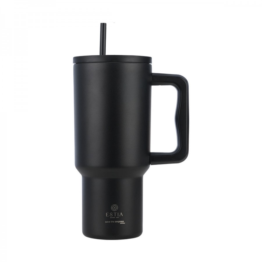  Estia θερμός Straw Tumbler XL Save The Aegean 900ml Midnight Black (01-32111)