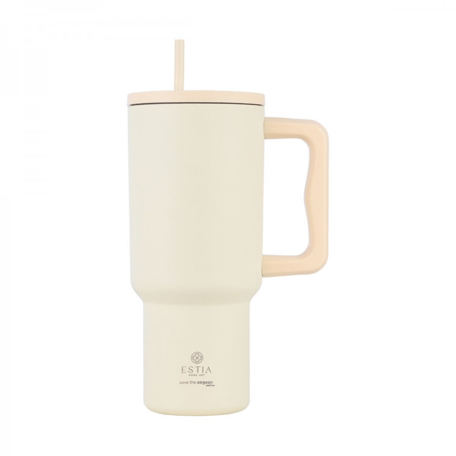  Estia θερμός Straw Tumbler XL Save The Aegean 900ml Lily White (01-32128)