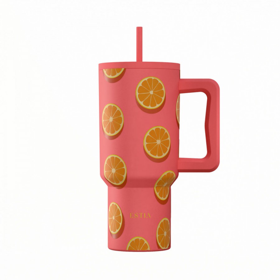 Estia θερμός Straw Tumbler XL Save The Aegean 900ml Orange Pop (01-41595) Estia θερμός Straw Tumbler XL Save The Aegean 900ml Orange Pop (01-41595)