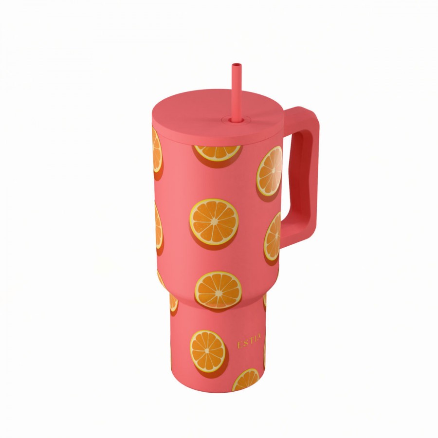 Estia θερμός Straw Tumbler XL Save The Aegean 900ml Orange Pop (01-41595) Estia θερμός Straw Tumbler XL Save The Aegean 900ml Orange Pop (01-41595)