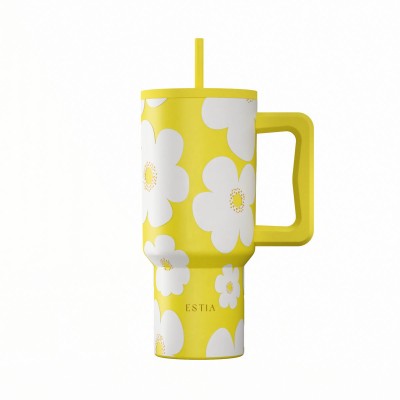   Estia θερμός Straw Tumbler XL Save The Aegean 900ml Yellow Daisy (01-41625)