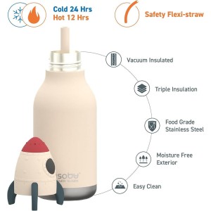 Asobu Μπουκάλι Παιδικό Παγούρι Θερμός Σιλικόνης με Καλαμάκι Non Spill 475ml Bestie Διαστημόπλοιο (05609)