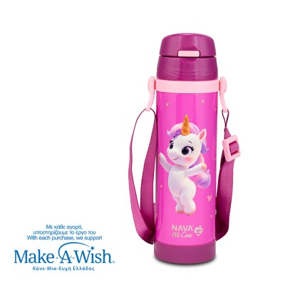 Nava Παγούρι θερμός ανοξείδωτο "We Care", Pink Unicorn 500ml (10-001-022)