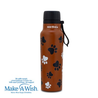 Nava Θερμός μπουκάλι ανοξείδωτο με στόμιο "We Care", Paw Prints 500ml (10-110-062)