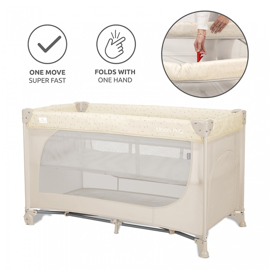 Lorelli Παρκοκρέβατο Moon Hug 2 επιπέδων One Touch Beige (10080782603)