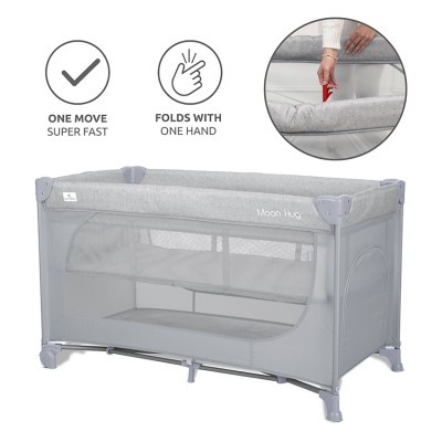 Lorelli Παρκοκρέβατο Moon Hug 2 επιπέδων One Touch Grey (10080782604)