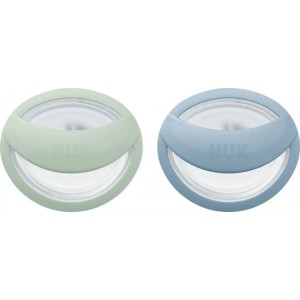 Nuk Πιπίλες Σιλικόνης Mommy Feel για 0-6 μηνών με Θήκη Green & Blue 2τμχ (10175338)