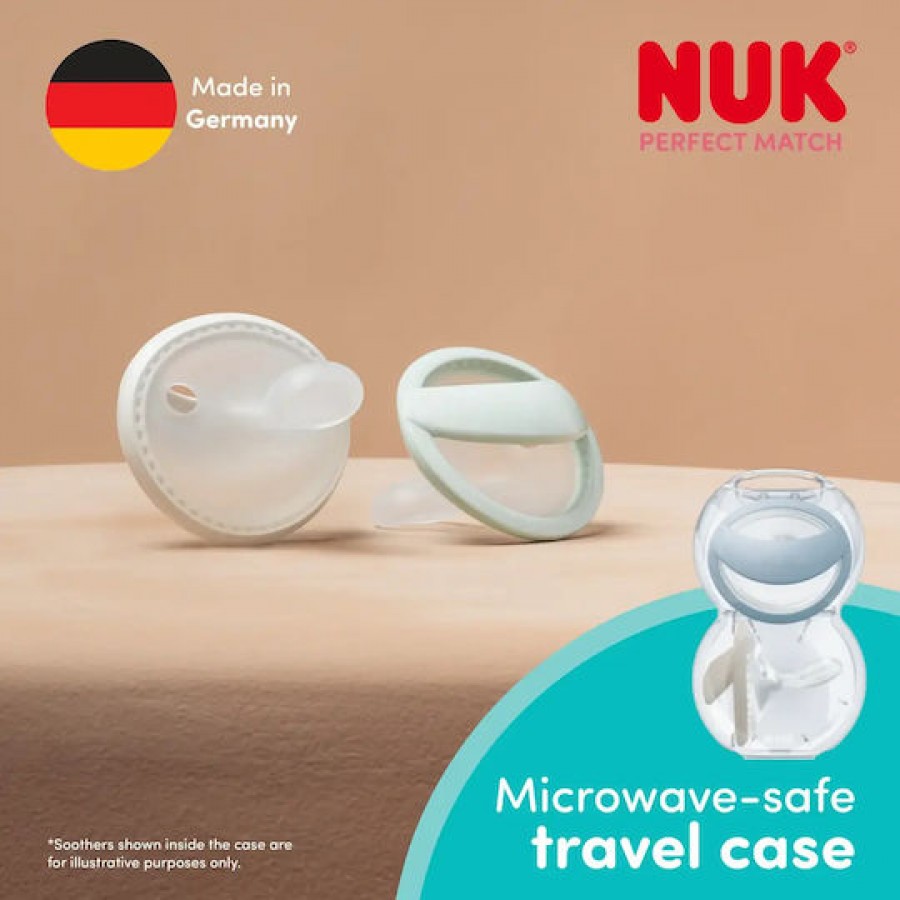 Nuk Πιπίλες Σιλικόνης Mommy Feel για 0-6 μηνών με Θήκη Green & Blue 2τμχ (10175338)