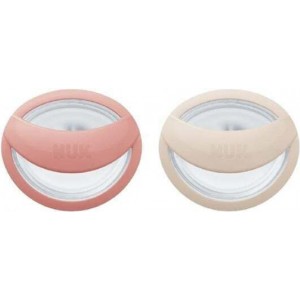 Nuk Πιπίλες Σιλικόνης Mommy Feel για 0-6 μηνών με Θήκη Beige & Red 2τμχ (10175339)