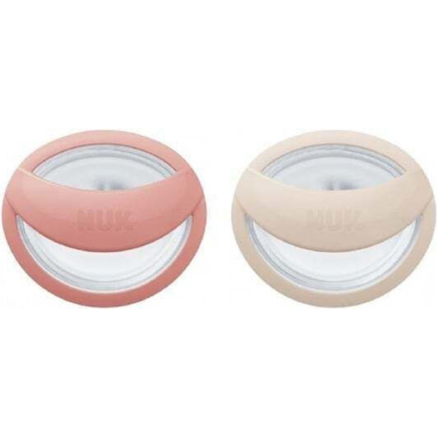 Nuk Πιπίλες Σιλικόνης Mommy Feel για 0-6 μηνών με Θήκη Beige & Red 2τμχ (10175339)