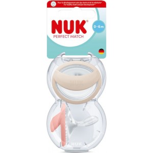 Nuk Πιπίλες Σιλικόνης Mommy Feel για 0-6 μηνών με Θήκη Beige & Red 2τμχ (10175339)