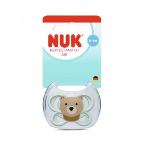 NUK Perfect Match AIR Πιπίλα Σιλικόνης 0-6m, Mint Bear (10175346)