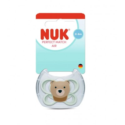 NUK Perfect Match AIR Πιπίλα Σιλικόνης 0-6m, Mint Bear (10175346) NUK Perfect Match AIR Πιπίλα Σιλικόνης 0-6m, Mint Bear (10175346)