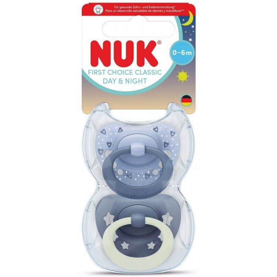Nuk First Choice Classic Ορθοδοντικές Πιπίλες Σιλικόνης Νυκτός με Θήκη Μπλε για 0-6 μηνών 2τμχ (10175396) Nuk First Choice Classic Ορθοδοντικές Πιπίλες Σιλικόνης Νυκτός με Θήκη Μπλε για 0-6 μηνών 2τμχ (10175396)