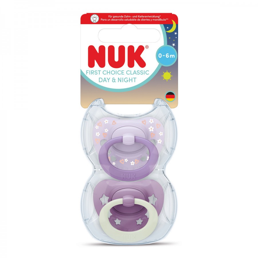Nuk First Choice Classic Ορθοδοντικές Πιπίλες Σιλικόνης Νυκτός με Θήκη Μωβ για 0-6 μηνών 2τμχ (10175397) Nuk First Choice Classic Ορθοδοντικές Πιπίλες Σιλικόνης Νυκτός με Θήκη Μωβ για 0-6 μηνών 2τμχ (10175397)