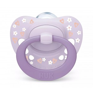 Nuk First Choice Classic Ορθοδοντικές Πιπίλες Σιλικόνης Νυκτός με Θήκη Μωβ για 0-6 μηνών 2τμχ (10175397)