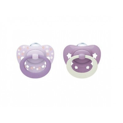 Nuk First Choice Classic Ορθοδοντικές Πιπίλες Σιλικόνης Νυκτός με Θήκη Μωβ για 18-36 μηνών 2τμχ (10177264)
