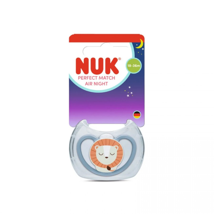 NUK Perfect Match Air Night Πιπίλα Σιλικόνης 18-36m, Lion (10177233)