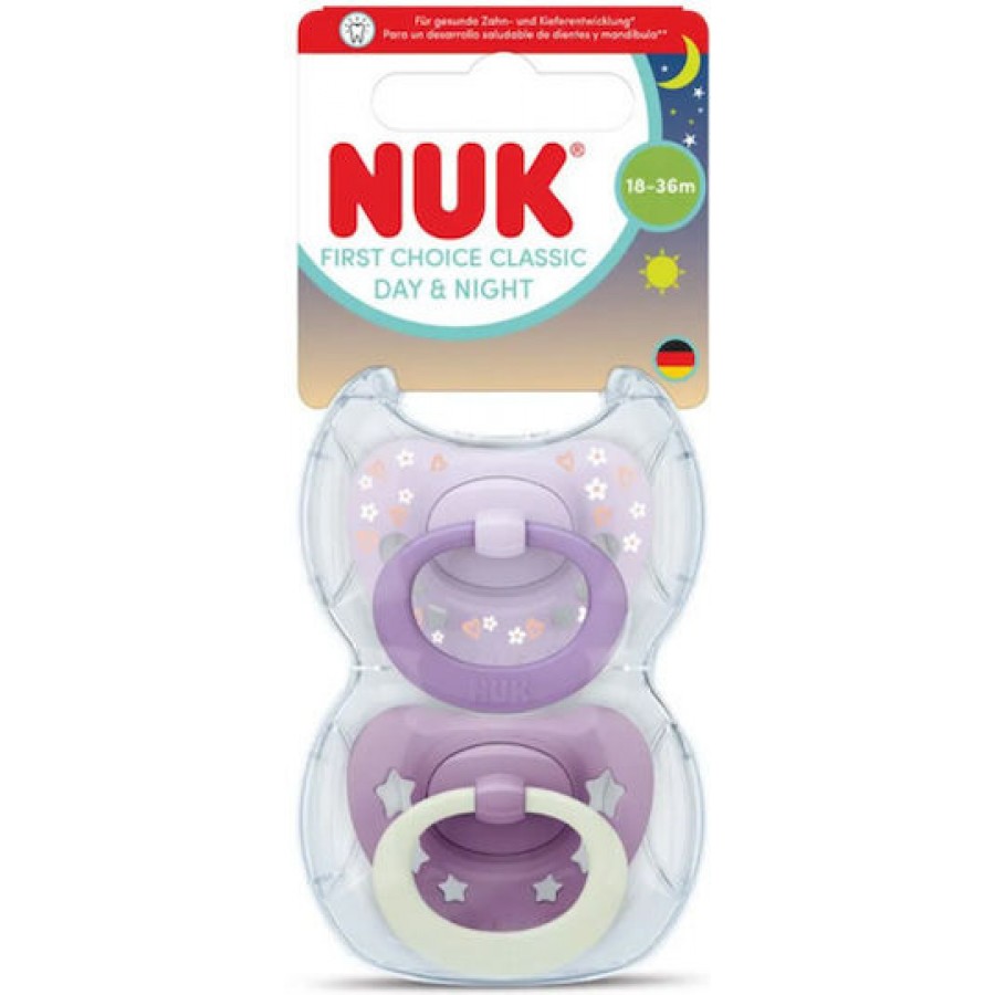 Nuk First Choice Classic Ορθοδοντικές Πιπίλες Σιλικόνης Νυκτός με Θήκη Μωβ για 18-36 μηνών 2τμχ (10177264) Nuk First Choice Classic Ορθοδοντικές Πιπίλες Σιλικόνης Νυκτός με Θήκη Μωβ για 18-36 μηνών 2τμχ (10177264)