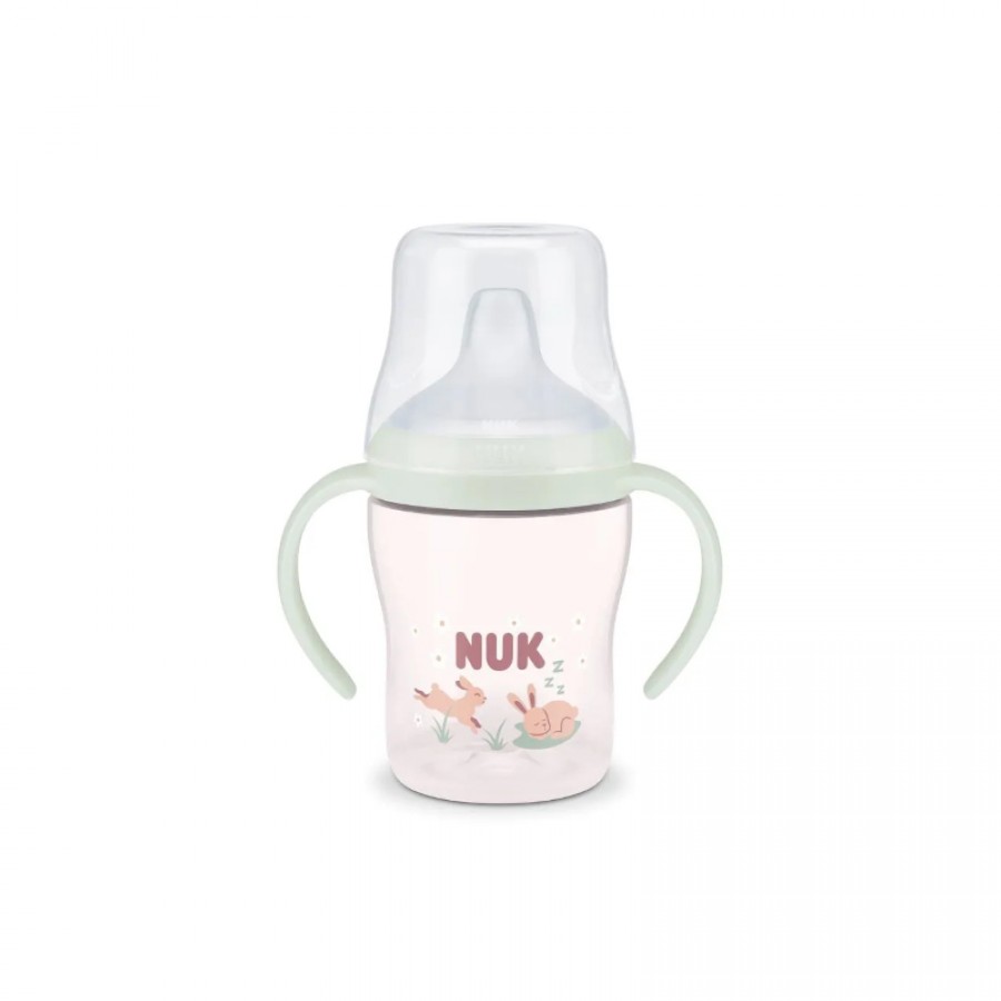 Nuk Perfect Match Night Εκπαιδευτικό Μπιμπερό με Στόμιο Σιλικόνης & 2 Λαβές 6+m, Bunny 150ml (10215387)