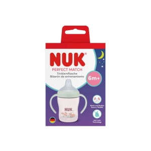 Nuk Perfect Match Night Εκπαιδευτικό Μπιμπερό με Στόμιο Σιλικόνης & 2 Λαβές 6+m, Bunny 150ml (10215387)