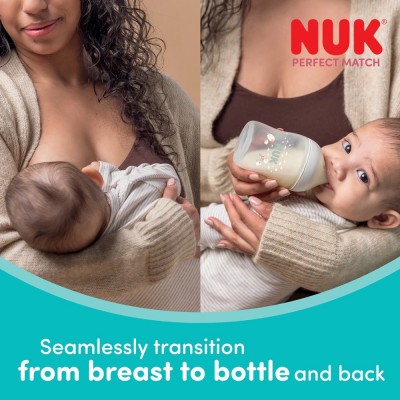 Nuk Μπιμπερό Πλαστικό 150ml Perfect Match με μαλακή θηλή σιλικόνης 0m+ Προβατάκια (10215409)