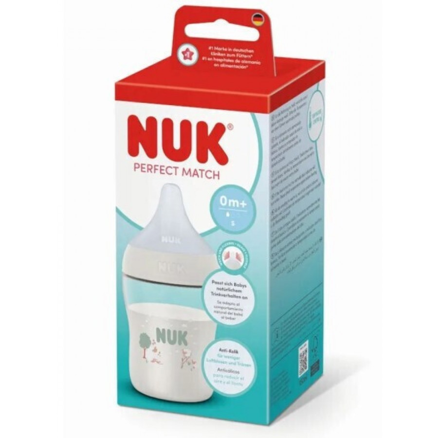 Nuk Μπιμπερό Πλαστικό 150ml Perfect Match με μαλακή θηλή σιλικόνης 0m+ Προβατάκια (10215409)