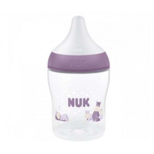 Nuk Μπιμπερό Πλαστικό 150ml Perfect Match με μαλακή θηλή σιλικόνης 0m+ Μωβ Ιπποπόταμος (10215410)