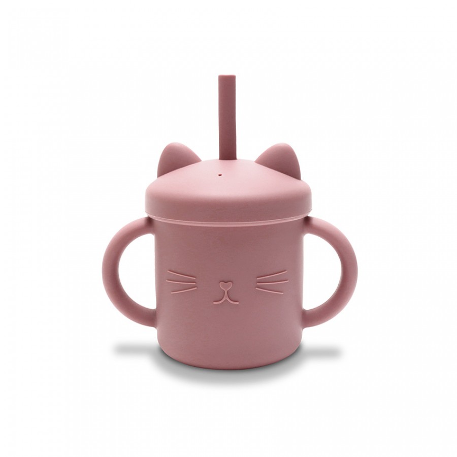 Lorelli Κύπελλο Σιλικόνης Με Χερούλια Και Καλαμάκι Natural Deep Pink (10230660002)