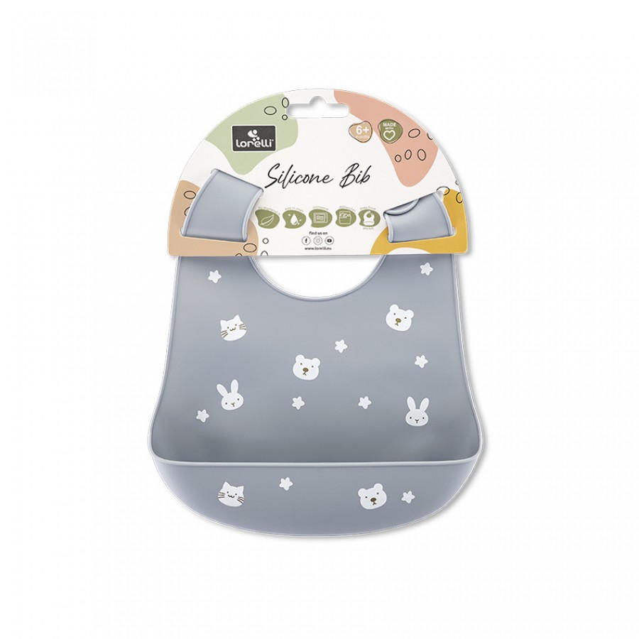 Lorelli Αδιάβροχη Σαλιάρα Σιλικόνης Natural Grey (10230670003)