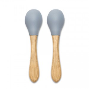 Lorelli Σετ Κουτάλια Σιλικόνης Με Μπαμπού 2Τμχ. Natural Grey (10230680003)