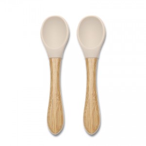 Lorelli Σετ Κουτάλια Σιλικόνης Με Μπαμπού 2Τμχ. Natural Beige (10230680005)