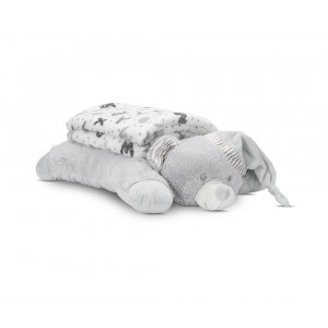 Lorelli Σετ Δώρου Κουβέρτα Αγκαλιάς 90/75cm Poffy Duo Με Μαξιλαράκι GreyTeddy Bear (10340202503)