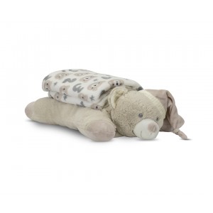Lorelli Σετ Δώρου Κουβέρτα Αγκαλιάς 90/75cm Poffy Duo Με Μαξιλαράκι Beige Teddy Bear (10340202504)
