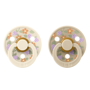 Bibs Πιπίλες από Φυσικό Καουτσούκ Liberty Στρογγυλή Νο1 Strawberries-Cream Ivory (11019102)