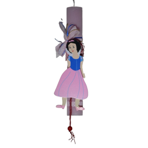 Χειροποίητη Αρωματική Λαμπάδα Με ξύλινη Μαριονέτα τη Χιονάτη (2025008)