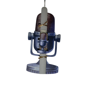 Χειροποίητη Αρωματική Λαμπάδα Retro Μικρόφωνο Με Ξύλινη Βάση που κρεμιέται ως διακοσμητικό Καδράκι (2025185)