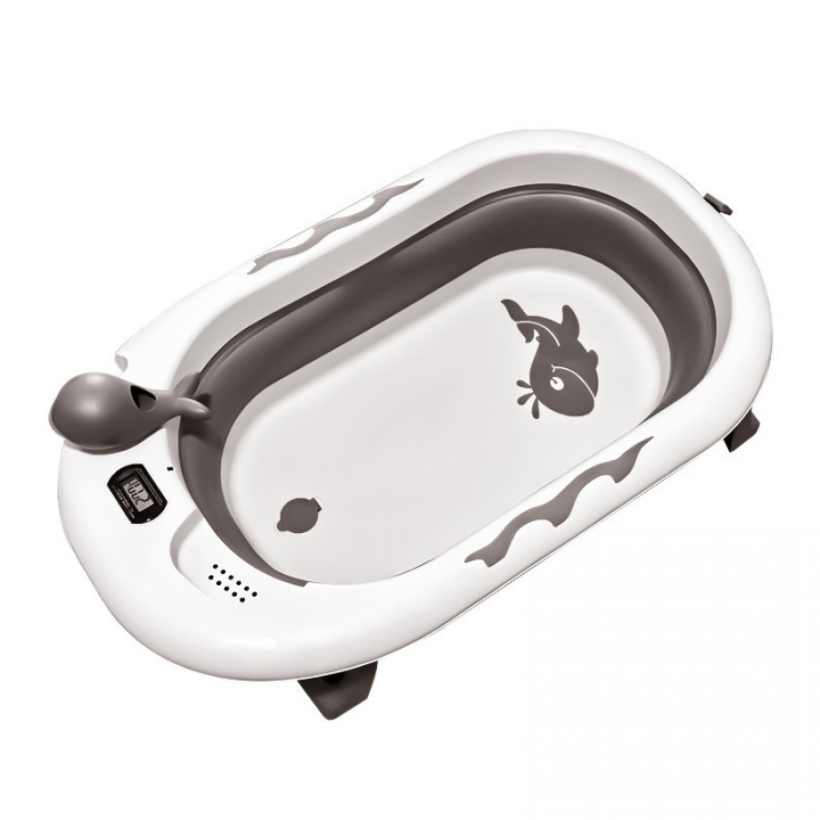 Bebestars  Σετ Μπανιέρα Πτυσσόμενη Με Θερμόμετρο Whale Dark Grey (26-187)