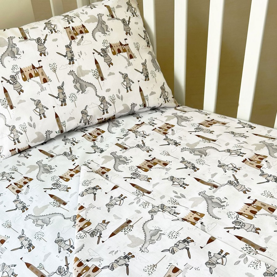 Bunnybebe Σεντόνια κούνιας σετ 3τμχ με λάστιχο, Ιππότης (260-ιππότης)