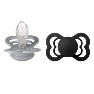 Bibs Πιπίλες 2τμχ Supreme από 100% φυσική σιλικόνη συμμετρική Νο2 Cloud-Black (260341)