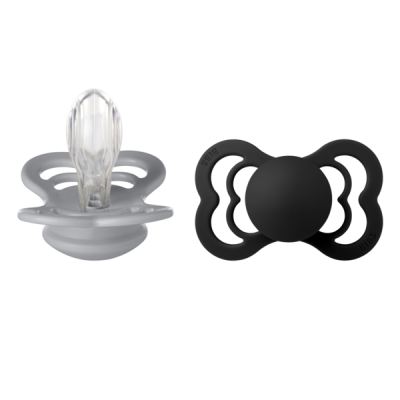 Bibs Πιπίλες 2τμχ Supreme από 100% φυσική σιλικόνη συμμετρική Νο2 Cloud-Black (260341)