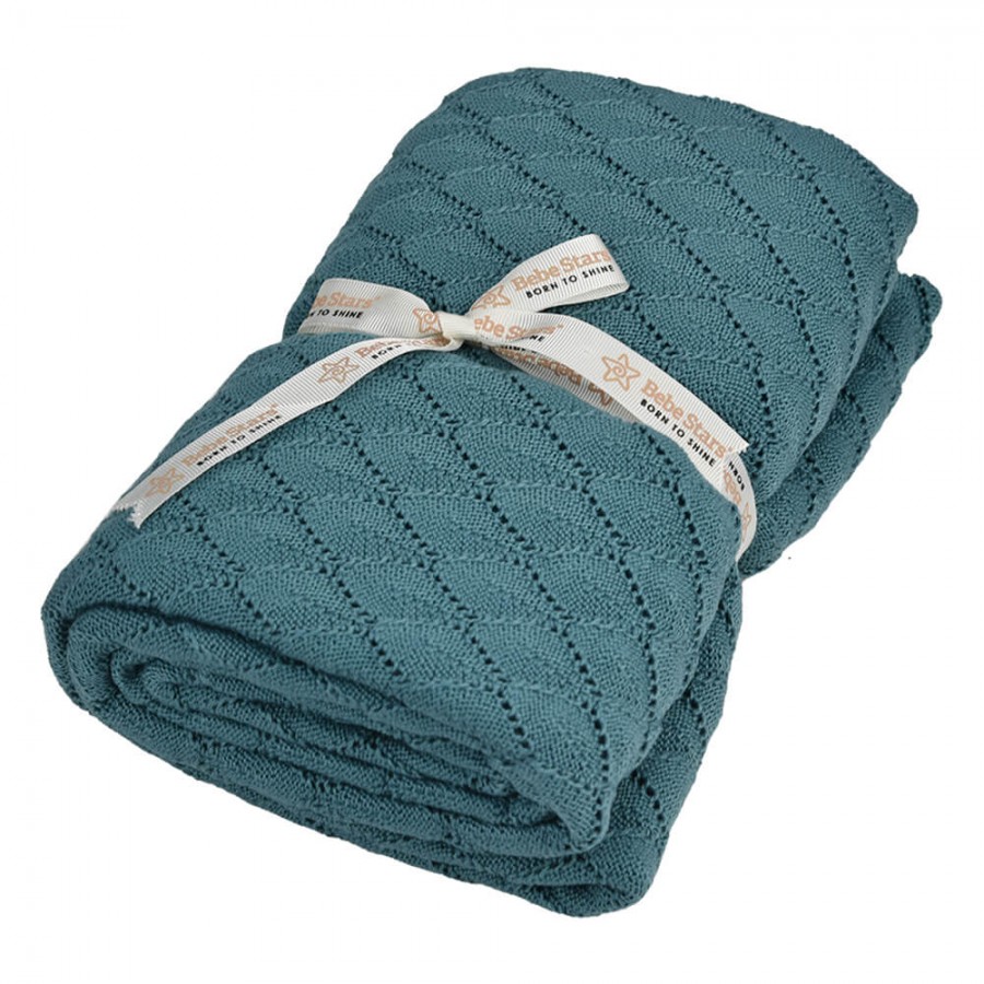 Bebestars Κουβέρτα Πλεκτή Βαμβακερή 110*140cm Green (308-174)