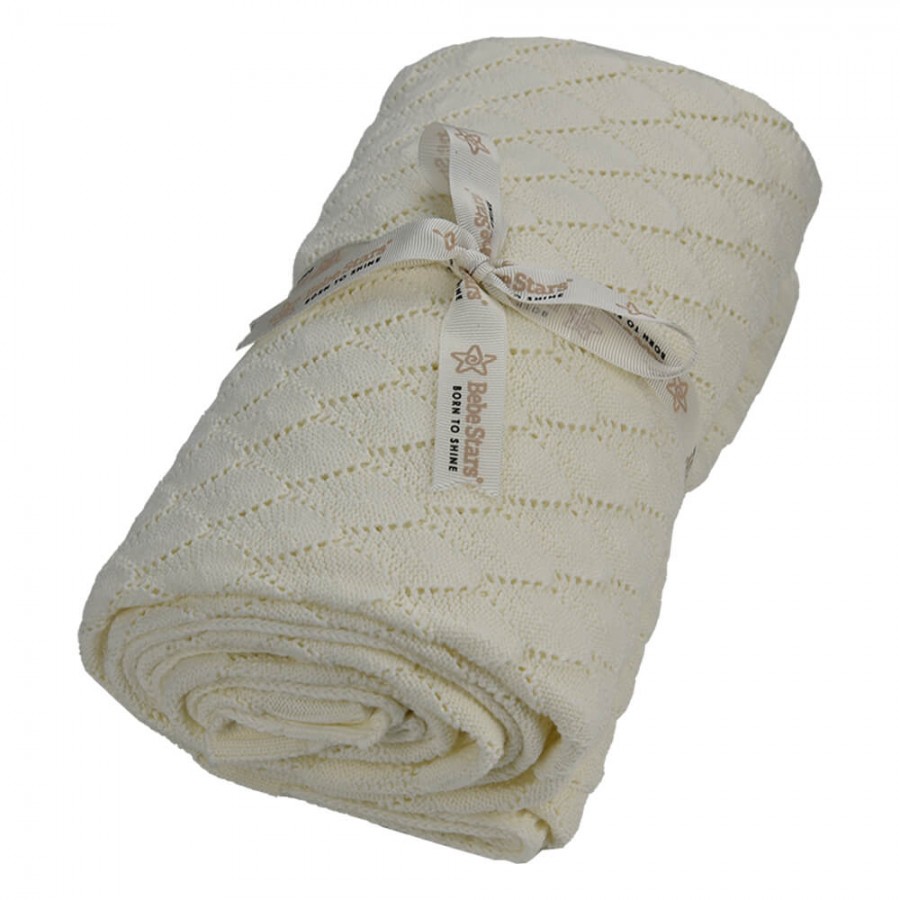 Bebestars Κουβέρτα Πλεκτή Βαμβακερή 110*140cm Ivory (308-183)