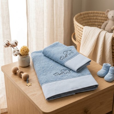 Abo Σετ Βρεφικές Πετσέτες 2τμχ Elephant Blue (3084-500)