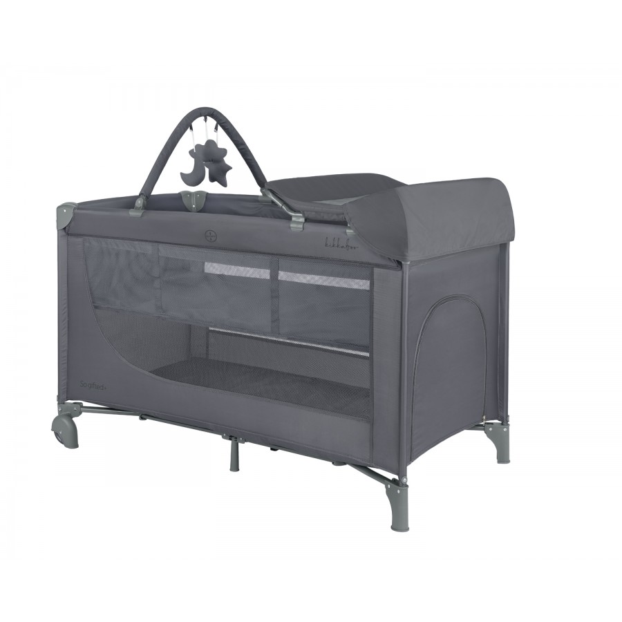 Kikka Boo Παρκοκρέβατο 2 επιπέδων So Gifted Plus Grey 2026 με αλλαξιέρα και μπάρα παιχνιδιού (31003010143)